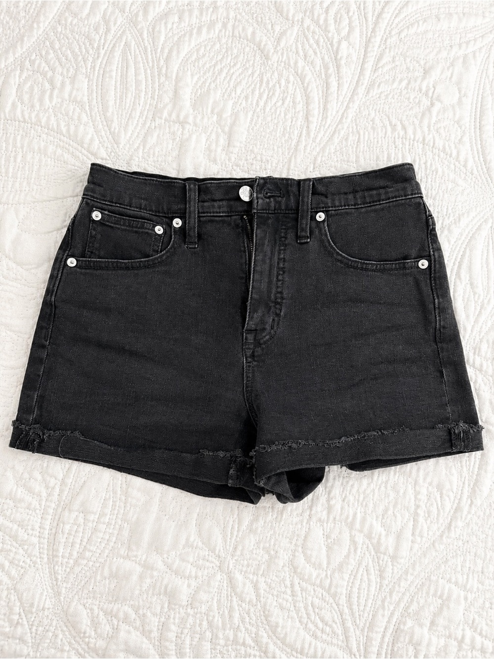 Madewell Black High-Waist Denim Shorts
